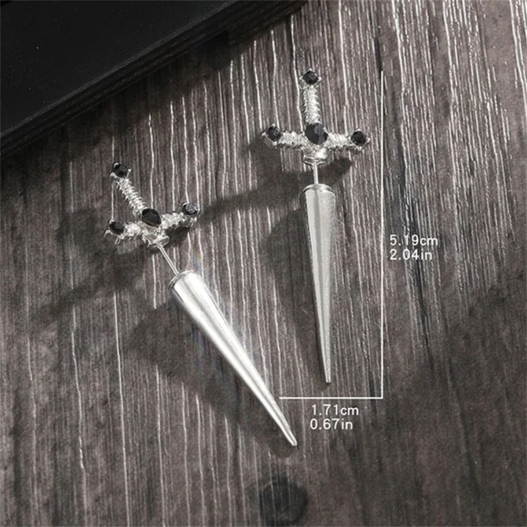 Gothic Punk Sword Earrings / Various Colors - Picture 3 of 7